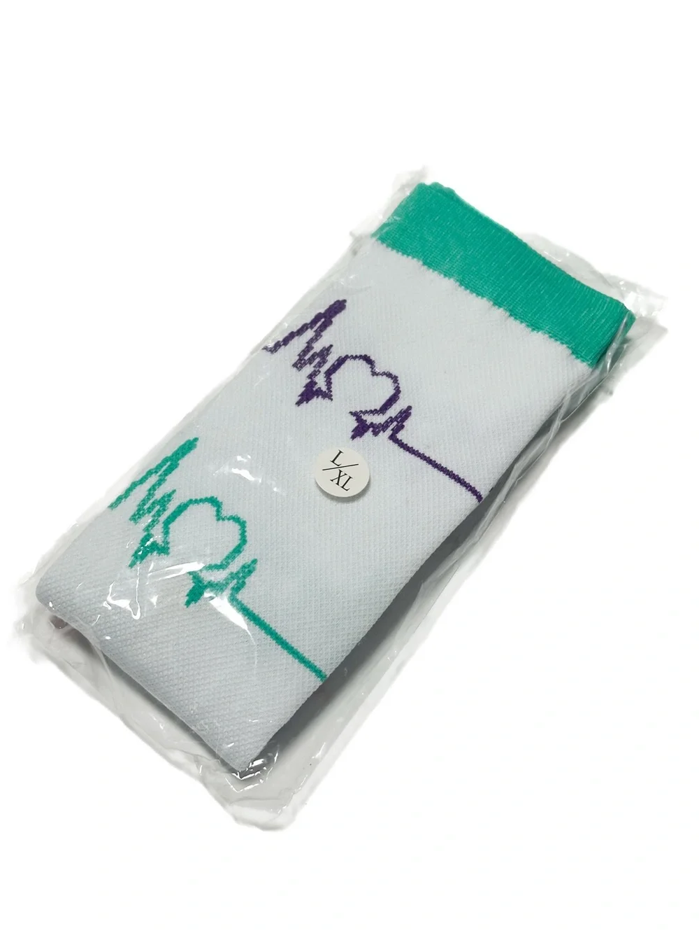NWT Knee High Compression Socks L/XL Medical EKG Heart Line Print Multicolor